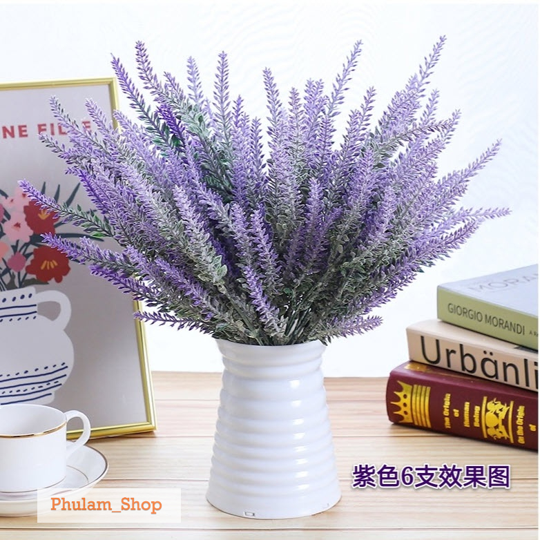 [HCM] Hoa lavender Oải Hương giả 5 nhánh trang trí phòng dài 38cm giống thật