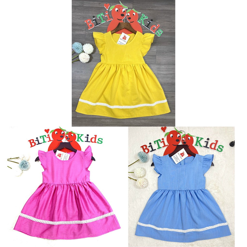 Đầm bé gái,váy trẻ em ,BITIKIDS, cánh tiên siêu yêu vải linen size 1 đến 6 tuổi.