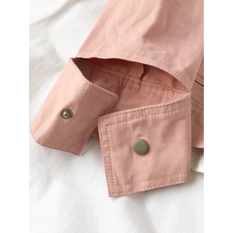 Áo khoác jean kaki hồng