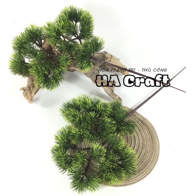 Ảnh thật-Cành tùng giả, cành thông làm cây trang trí,cụm lá tùng la hán làm cây bonsai,decor tiểu cảnh 2 mẫu