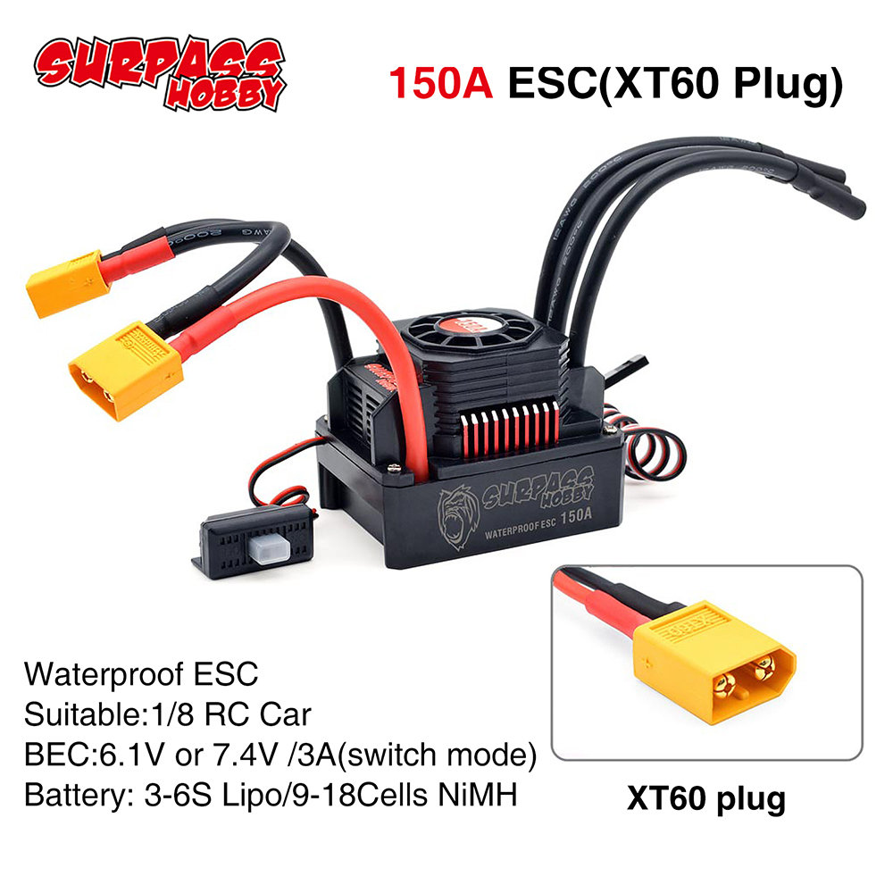 Động cơ không chổi than ESC SURPASSHOBBY 150a 80a 120a 25a 35a 45a 60a cho xe hơi điều khiển từ xa 1 / 8 1 / 10 1 / 12