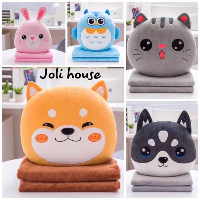 Gối mền heo kute 3 trong 1, văn phòng, gấu bông đa năng