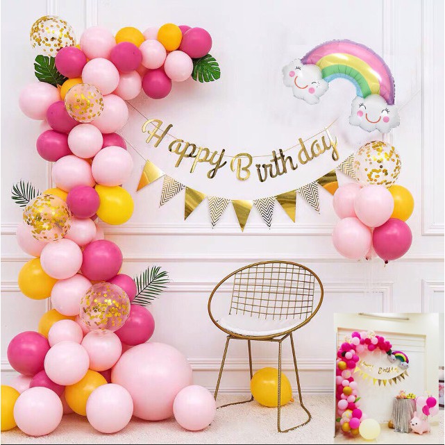 Combo set bong bóng trang trí sinh nhật happy birthday y ảnh, tặng kèm đủ đồ phụ kiện trang trí cho bé trai, bé gái CB08