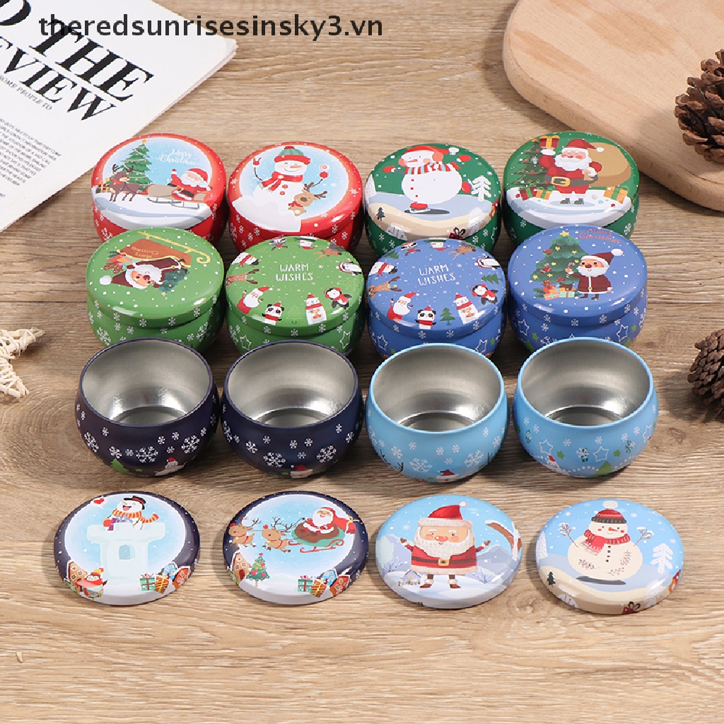 Hộp kim loại đựng kẹo/ làm nến phong cách Giáng sinh
