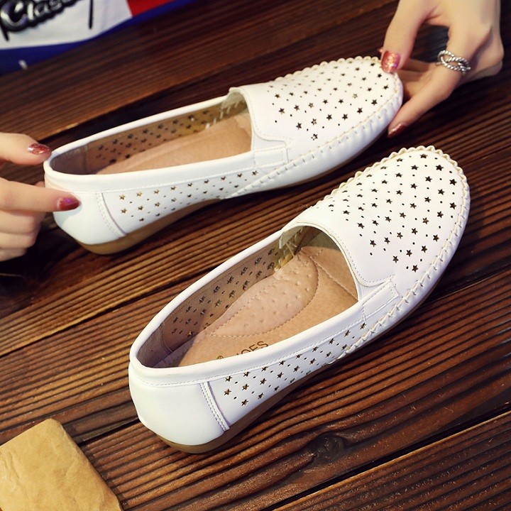 Giày búp bê giày lười nữ chất liệu da mềm mại thông hơi chống hôi chân đi cực êm chân (SP34)