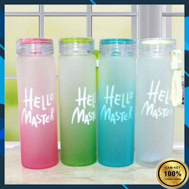 Bình thủy tinh đựng nước Hello Master 450ml, Bình nước thủy tinh cho học sinh