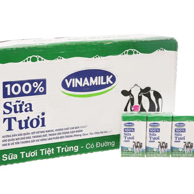 1 thùng Sữa tươi tiệt trùng Vinamilk 100% Có đường - 110ml