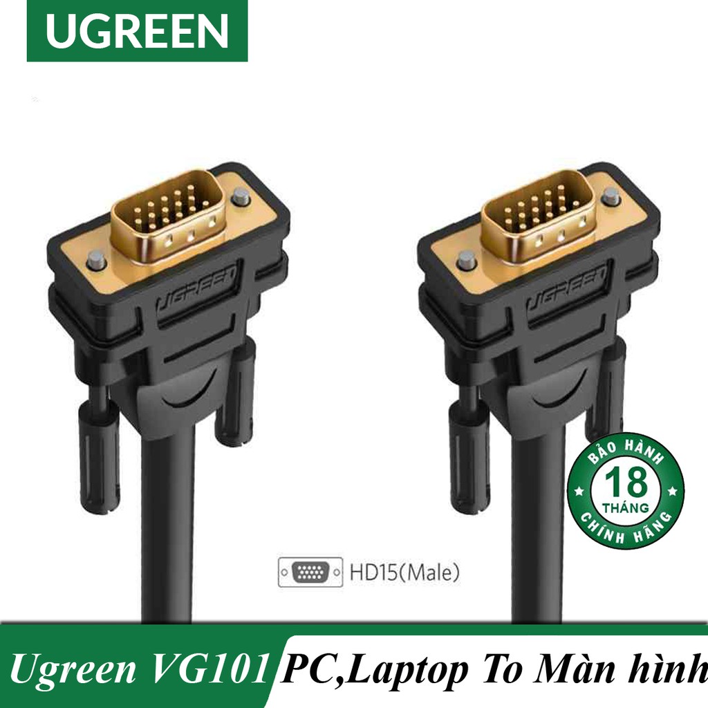 Cáp Vga Kết Nối PC , Laptop sang Màn Hình , Máy Chiếu Dài 1.5M - 15M  Ugreen VG101 Chính Hãng