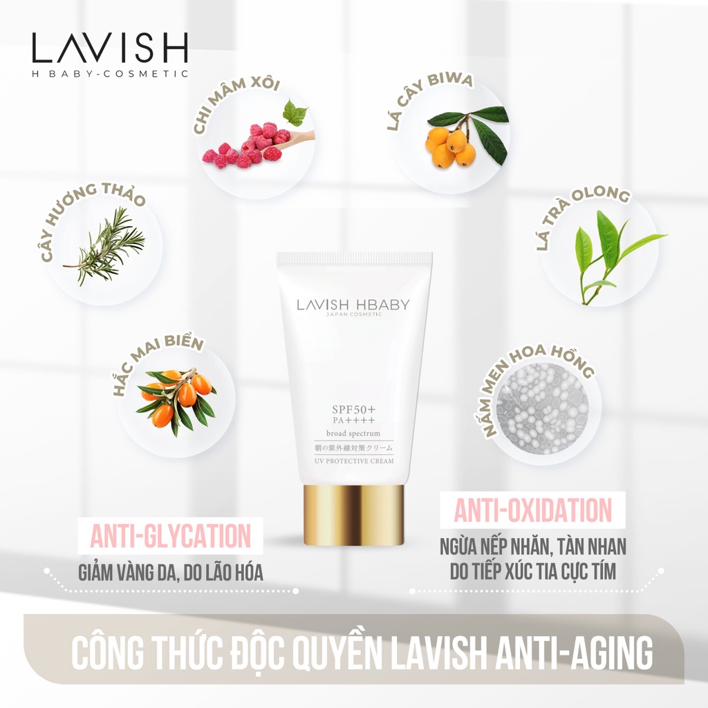 UV PROTECTIVE CREAM / KEM CHỐNG NẮNG QUANG PHỔ RỘNG SPF 50+ PA++++ LAVISH H BABY 35ml