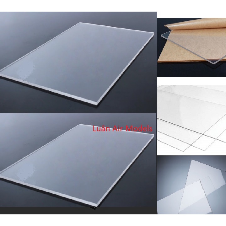 1.2mm 40x40cm Combo 3 tấm nhựa mica cứng trong suốt làm hồ cá, hộp kính, ốp biển số,cắt theo yêu cầu - Luân Air Models