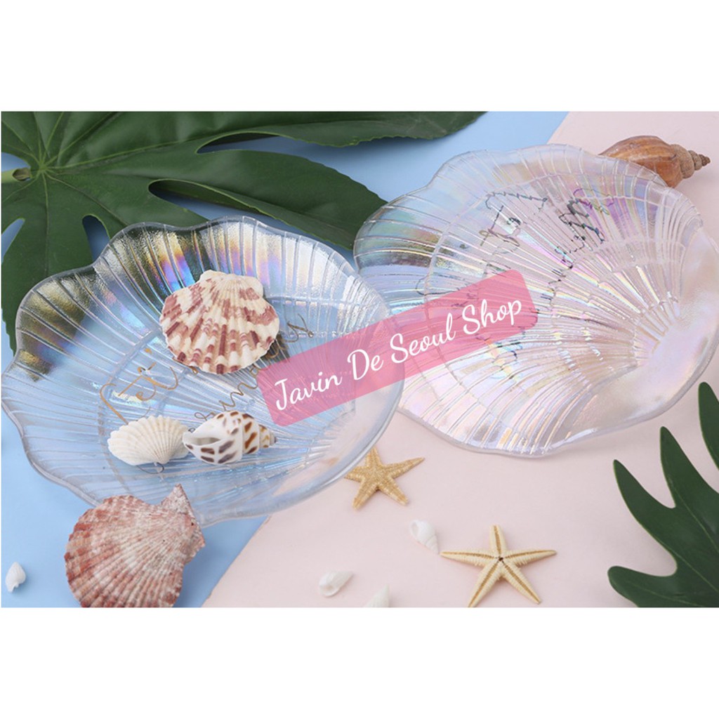 Dĩa Thuỷ Tinh Hình Vỏ Sò Trang Trí Làm Nail