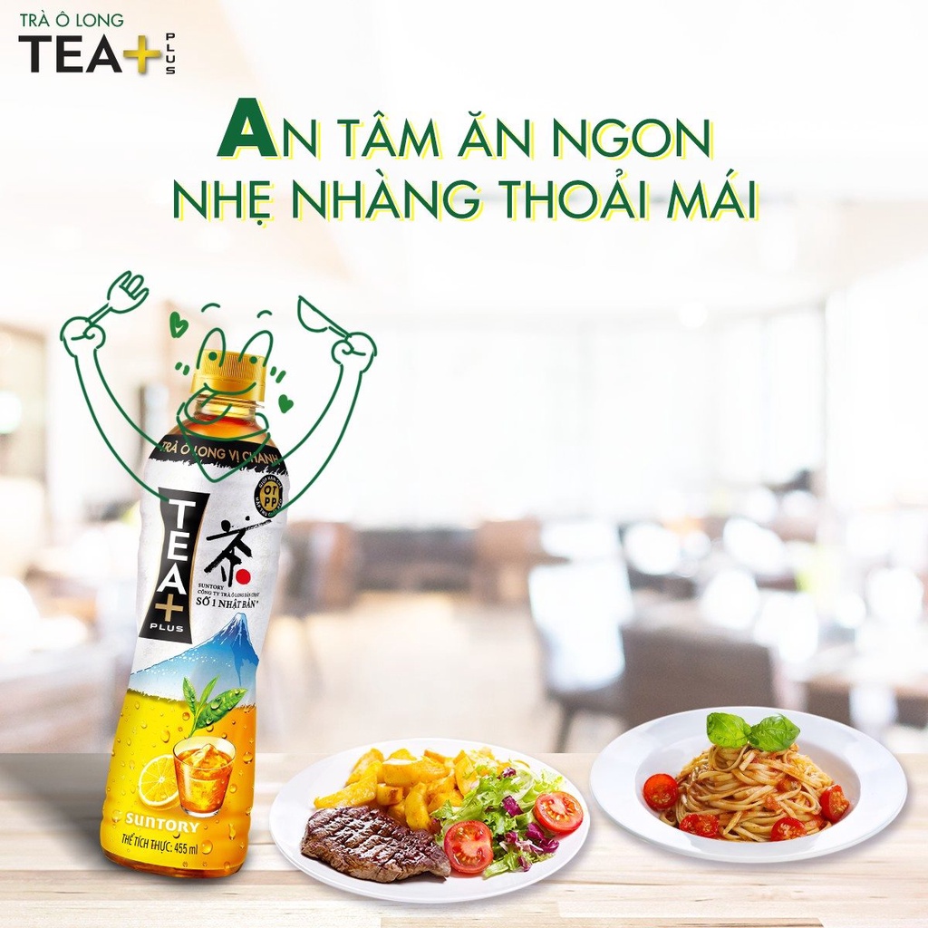 Thùng 24 Chai Trà OLong Vị Chanh Tea Plus 455ml/Chai