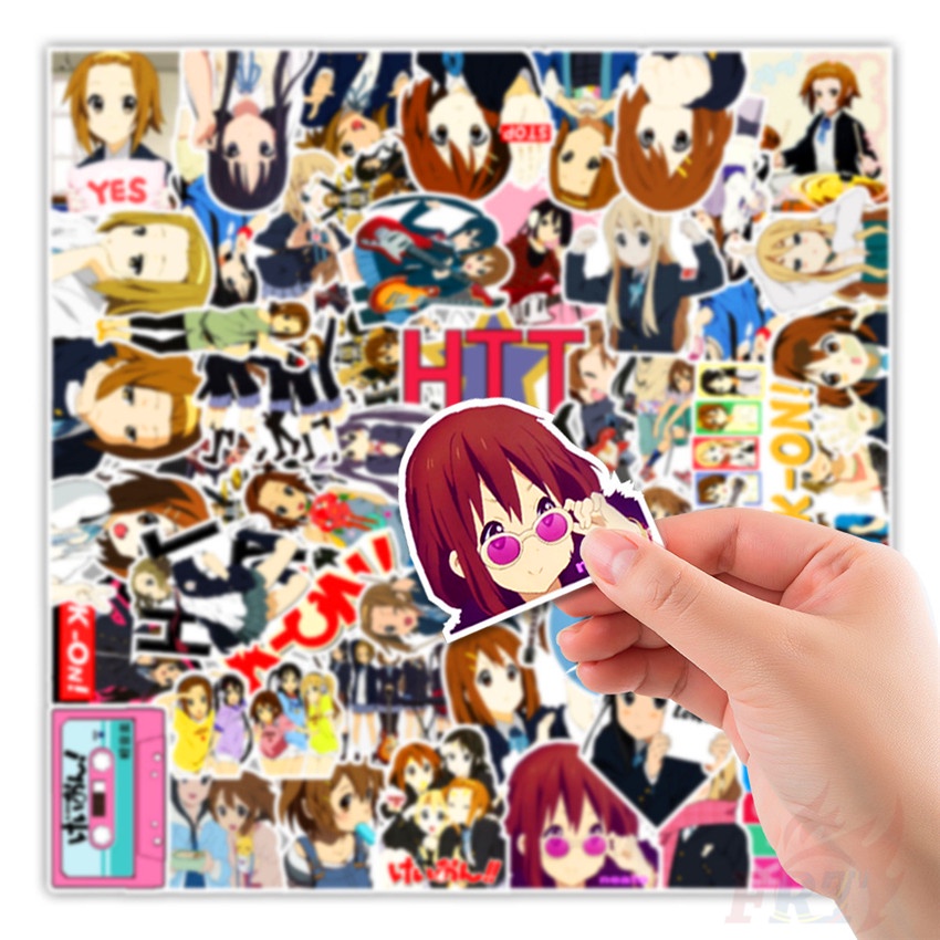 Set 100 miếng dán trang trí chống thấm nước họa tiết hoạt hình K-ON!Hirasawa Yui Series A