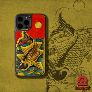 Ốp da Đỏ Case - Mẫu Lý Ngư Vọng Nguyệt - Ốp iphone/samsung - Docase.vn