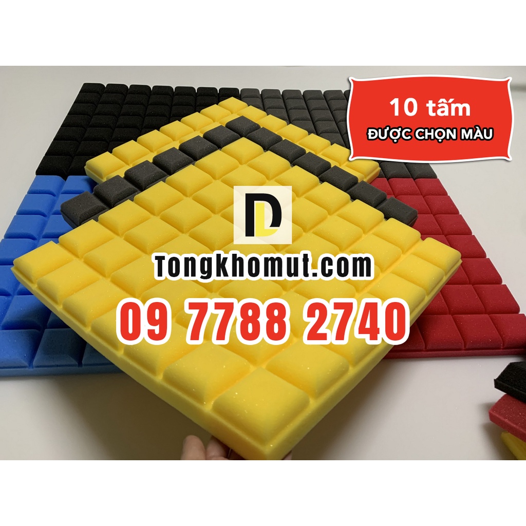 Combo 10 tấm nấm vuông kt 50x50x5cm/ tấm tiêu âm, cách âm tỉ trọng cao dùng cho phòng thu, phòng livestream