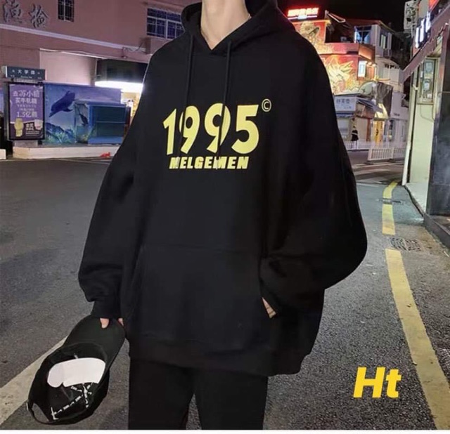 Áo hoodie nỉ mũ túi bụng 1995