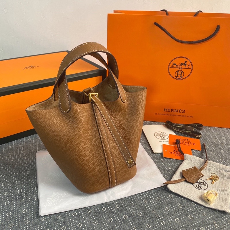 Túi xách nữ thương hiệu thời trang cao cấp Hermes HM da thật size 18.5 khoá vàng