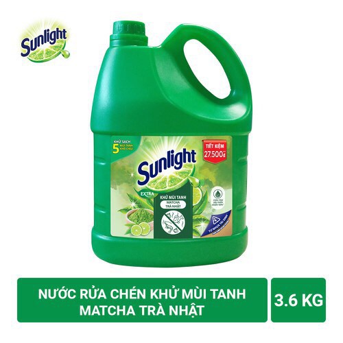 Nước rửa chén Sunlight Matcha Trà Nhật chai 3.6kg