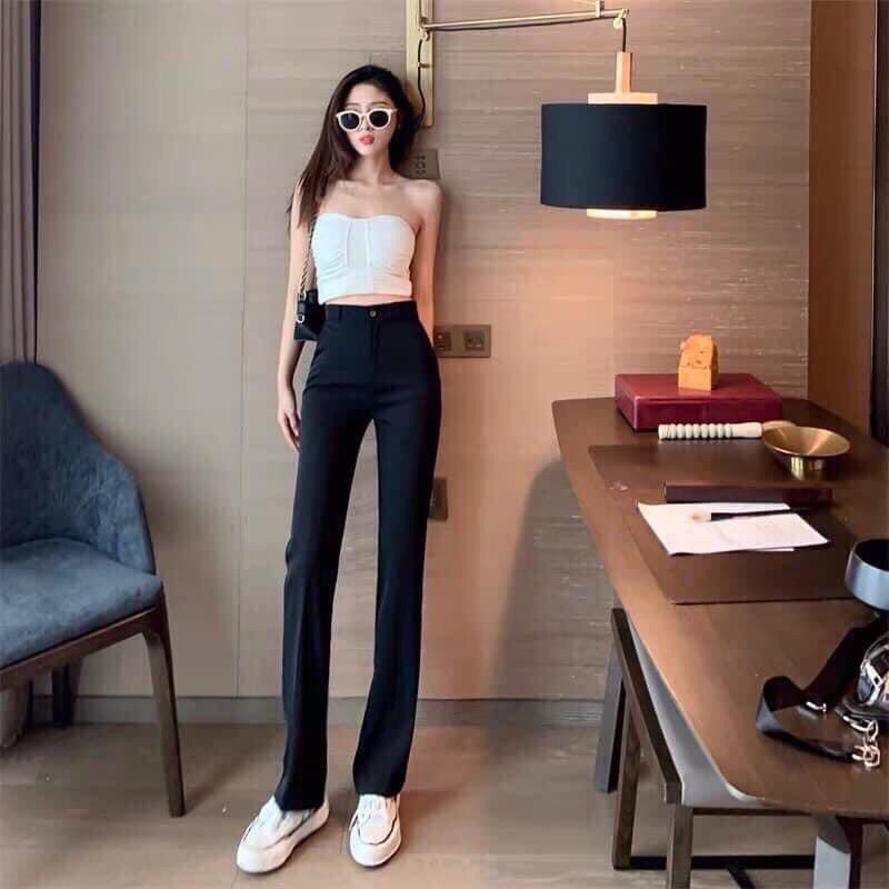 Quần vải xuông cạp cao