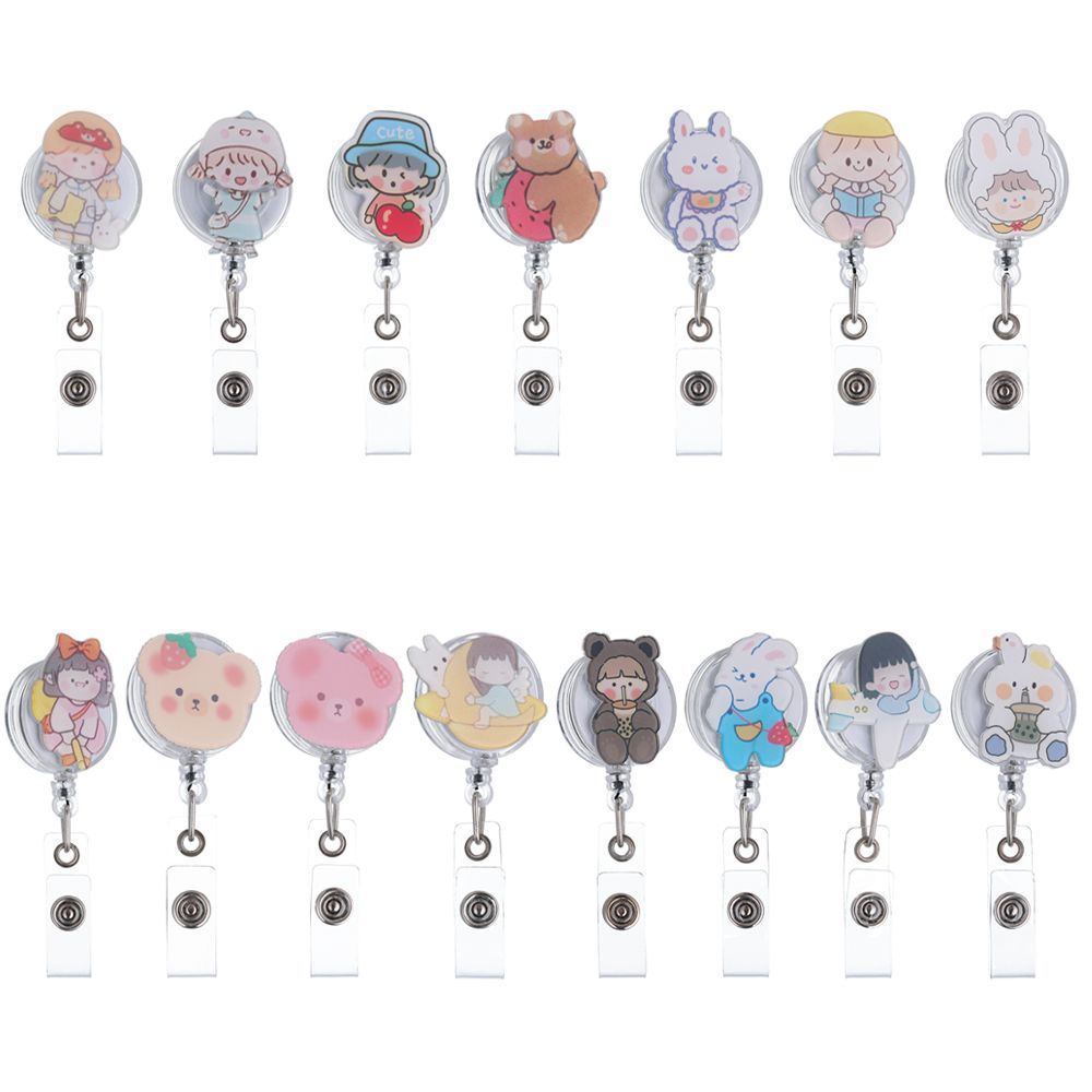 Dây đeo thẻ ID họa tiết hoạt hình dễ thương có thể thu gọn tiện dụng cho học sinh/ bác sĩ/ y tá