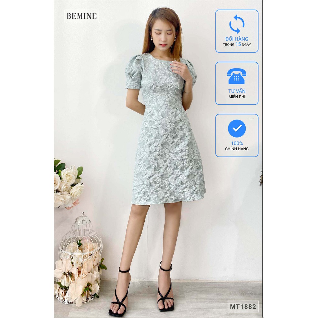 [Mã WABRWA15 giảm 15% đơn 300K] Đầm thanh lịch tay bồng ly eo BEMINE MT1882XANH