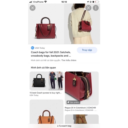 Túi công sở coach Size 25 màu đỏ