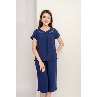 Bộ lanh (tole) việt thắng áo cộc tay quần ống sớ bộ trung niên dành cho mẹ