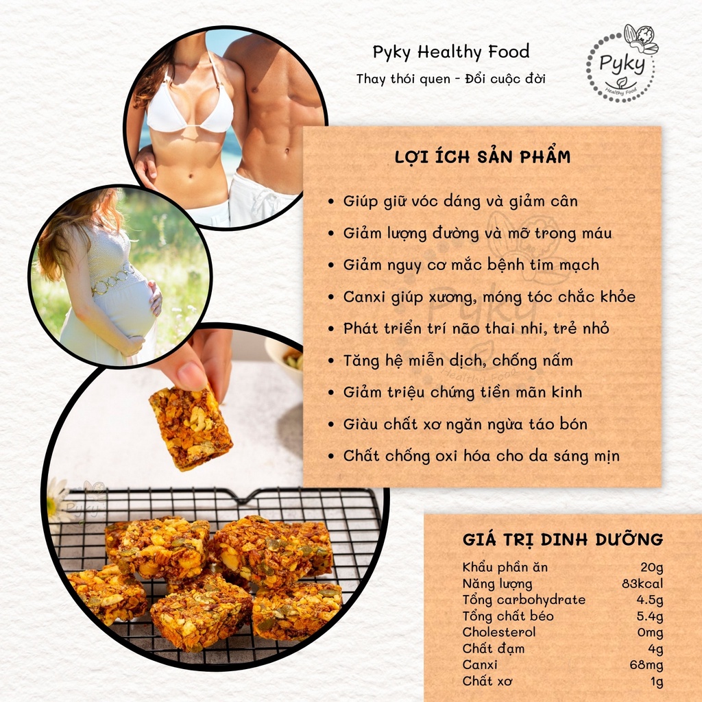 Thanh Hạt Dinh Dưỡng [SIÊU HẠT CAO CẤP] | Ăn vặt - Bổ sung PROTEIN - Bánh ăn kiêng Pyky