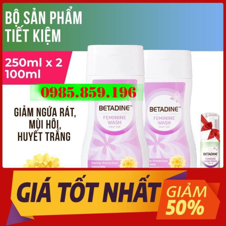 💗[FREESHIP]💗💗💗 Bộ 2 dung dịch vệ sinh Betadine Tím - 250ml/ chai và 1 bọt vệ sinh Betadine Xanh 100ml ☀️☀️☀️ GIÁ RẺ