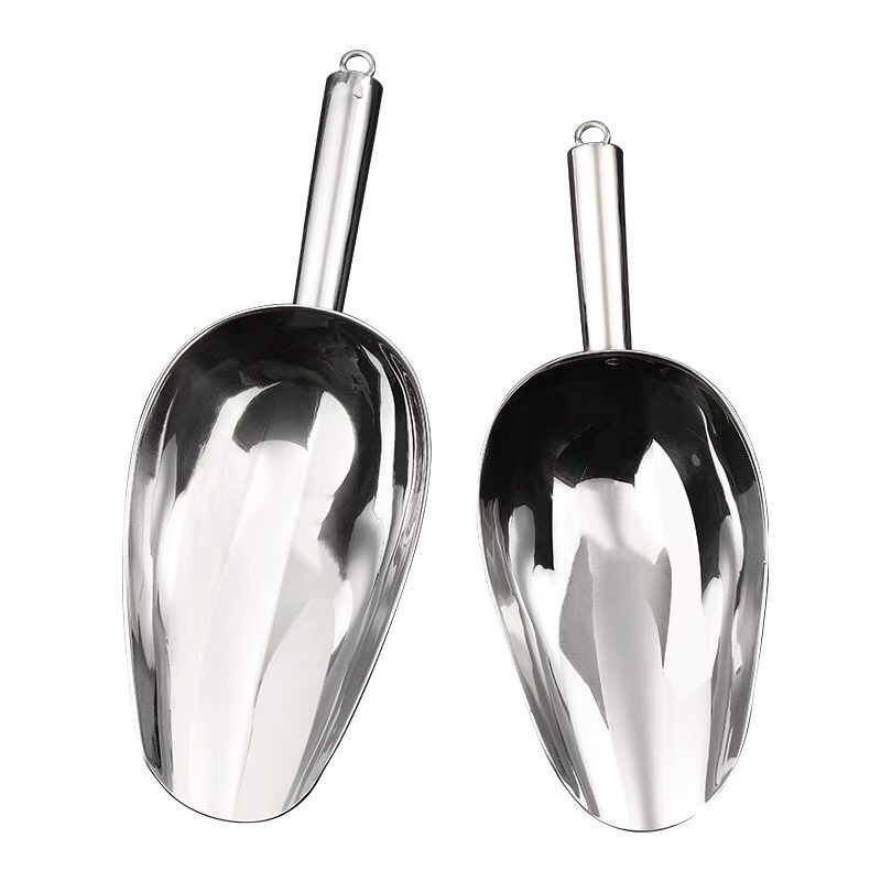 Dụng cụ xúc đá bằng inox không rỉ, muỗng xúc đá inox 24cm x 9cm