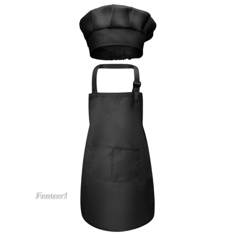[Fenteer1] Set Tạp Dề Và Nón Đầu Bếp Có Túi Trước Điều Chỉnh Được Làm Thủ Công Cho