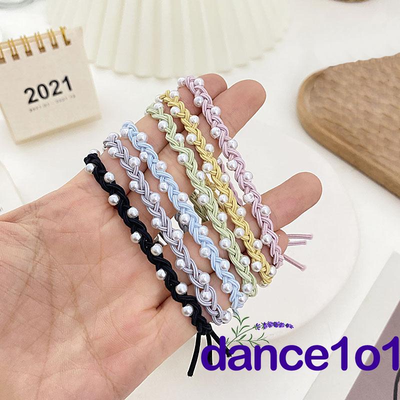 Dây buộc tóc đính ngọc trai màu kẹo cho nữ