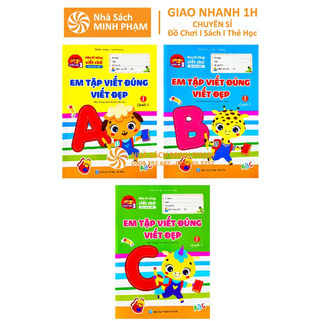 Sách - Combo Em tập Viết Đúng Viết Đẹp 1, Quyển 1, Quyển 2, Quyển 3 (3 Cuốn)