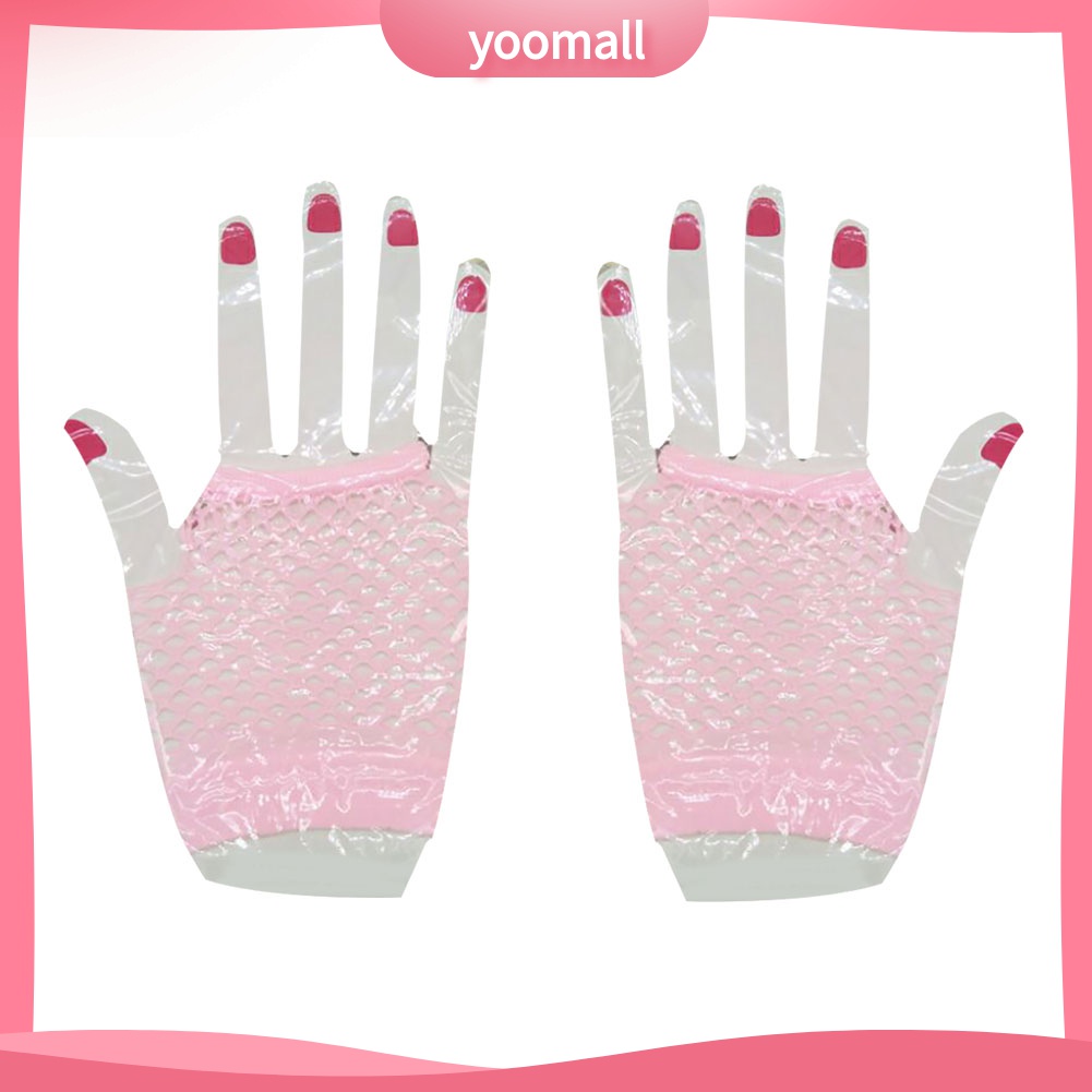 Yomall♡ Găng Tay Lưới Hở Ngón Màu Neon Phụ Kiện Cho Bữa Tiệc Đêm