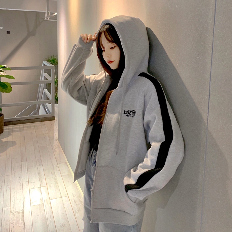 áo khoác nỉ thể thao nỉ bông 1 sọc form thụng màu đen basic, cực xinh xắn cá tính | BigBuy360 - bigbuy360.vn