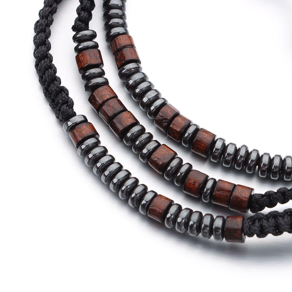 Vòng Tay Chuỗi Hạt Gỗ Khắc Chữ MIH Morse