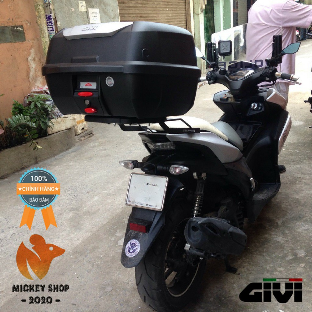 [ CHÍNH HÃNG ] Thùng GIVI E43NTL Mulebox Gắn Sau Xe Máy Motor Màu Đen Với Đế Đệm