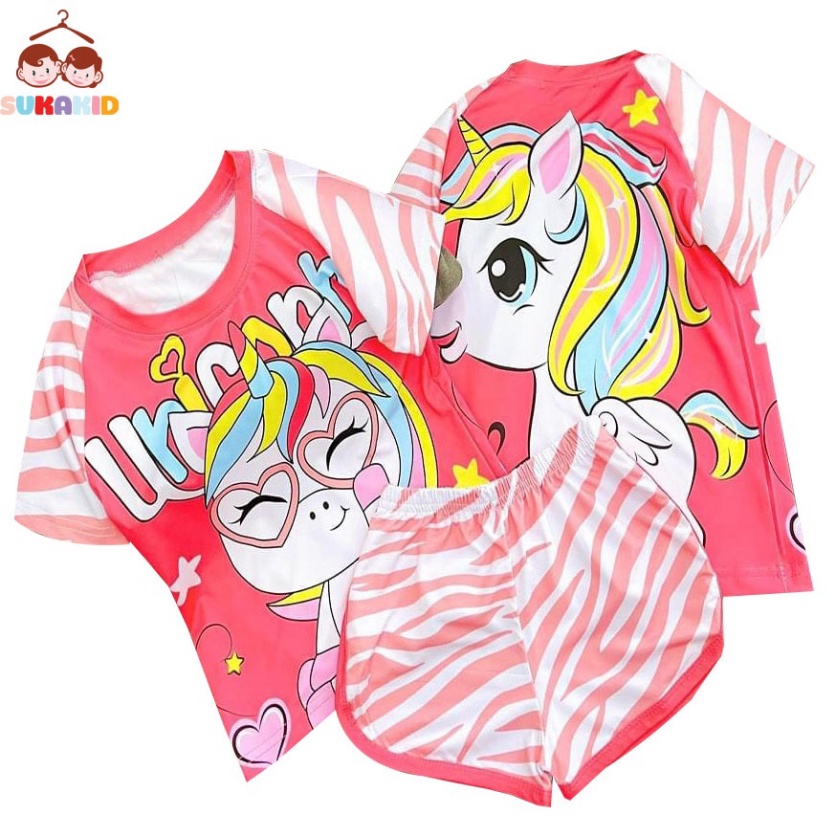 ( Km ) Bộ quần áo bé gái 3d hình siêu cute chất liệu thoáng mát mềm mịn hinh gấu sọc,ngựa vằn,mèo dâu 6kg đên 40kg.GN012