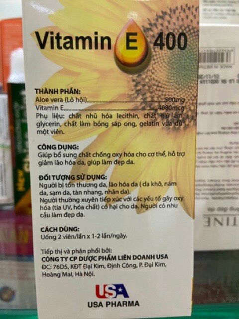 Viên đẹp da Vitamin E 400 Hướng dương (hộp 100 viên)