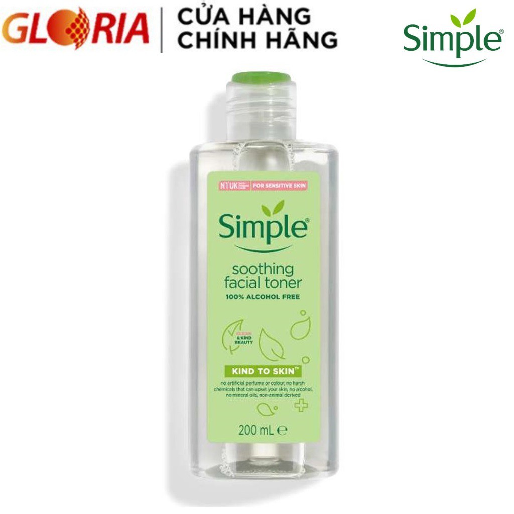 [Mã FMCGMALL -8% đơn 250k] Nước Hoa Hồng Không Cồn Simple Kind To Skin Soothing Facial Toner 200ml