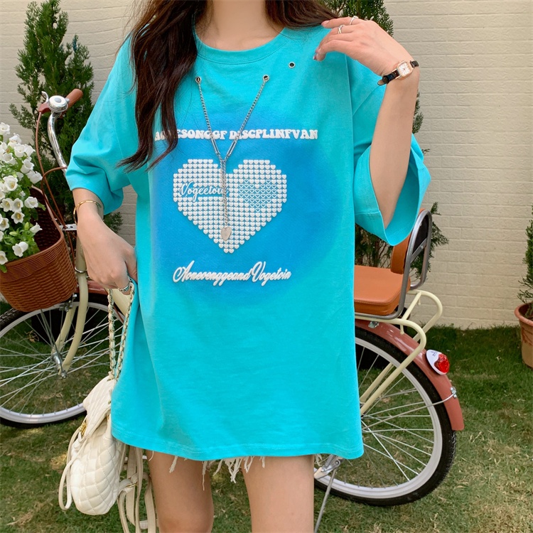 Mới Áo Thun Nữ Ngắn Tay In Hình Trái Tim