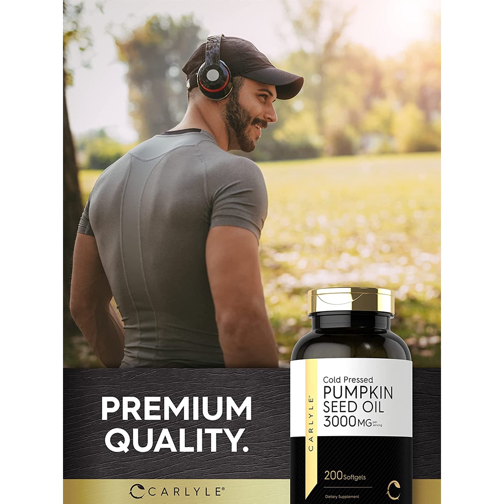 Carlyle Cold Pressed Pumpkin Seed Oil 3000mg - Viên uống tinh chất hạt bí ngô hỗ trợ tuyến tiền liệt