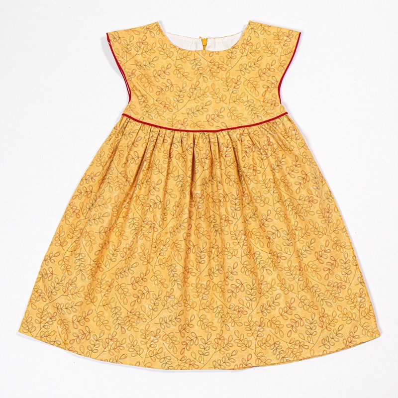 [GALYBY] Áo đầm bé gái thô cotton Mỹ màu vàng mù tạt