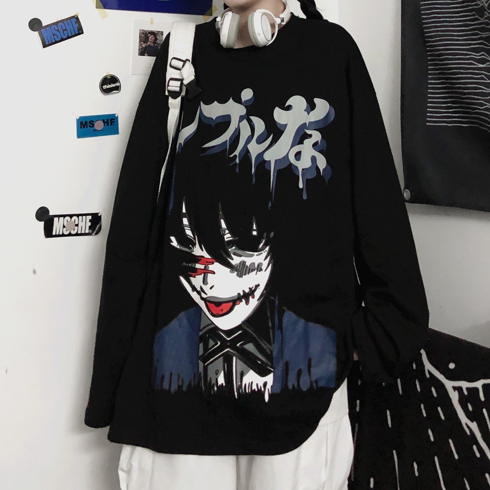 Áo thun tay dài Anime form rộng NEKO.SG, Áo thun Streetwear SWT11 NoBrandCotton