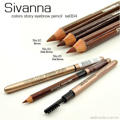 Sivanna Colors Story Waterproof Silky Eyebrow Pencil ES004 Chì Kẻ Mày 2 Đầu Siêu Mỏng Kháng Nước Chống Mồ Hôi Lâu Trôi