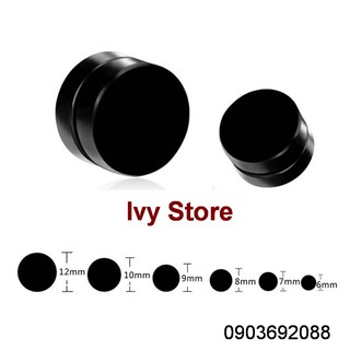 [HCM] Bông tai nam châm/ bông tai hít tròn đen trơn bnc-104 kiểu Unisex