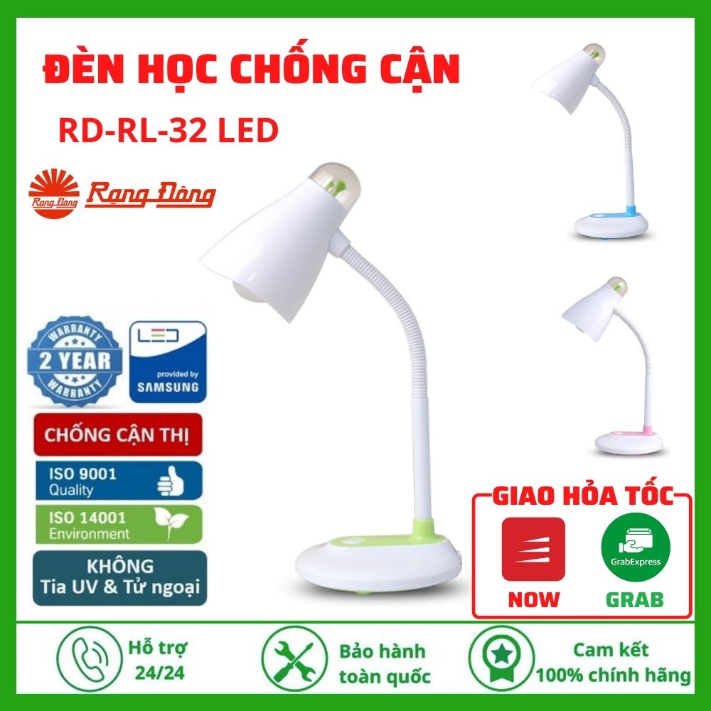 Đèn Học Để Bàn Chống Cận Rạng Đông RD-RL-32.LED Kèm Bóng Đèn Ánh Sáng Vàng Chính Hãng - BH 24 Tháng