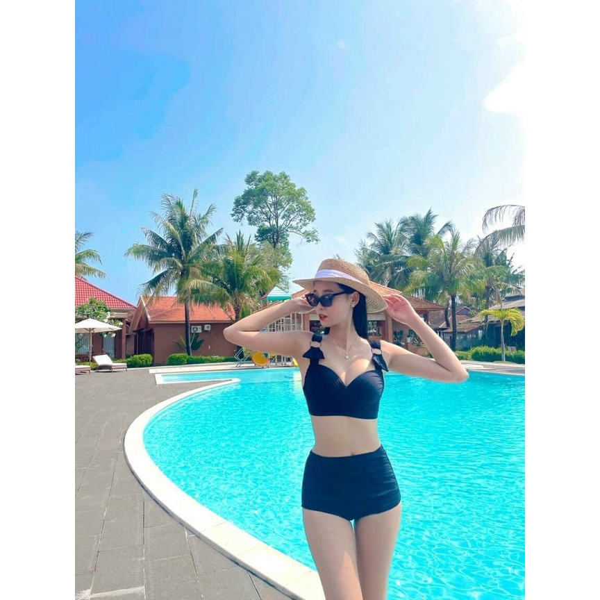 Bikini, Đồ Bơi Đi Biển Hai Mảnh Gọng Khoen Tròn Mới Cạp Cao HM-006