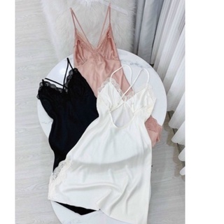 Váy ngủ lụa sexy hở lưng ren ngực hack dáng hot hit QUẢNG CHÂU cao cấp