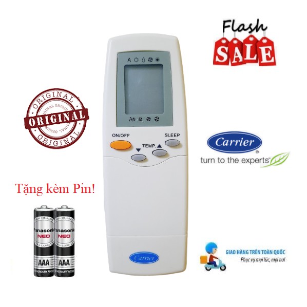Điều khiển điều hòa Carrier 1 &amp; 2 chiều Inverter- Hàng chính hãng mới 100% Tặng kèm Pin